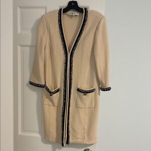 St. John Collection Cream Coat with Black Accents